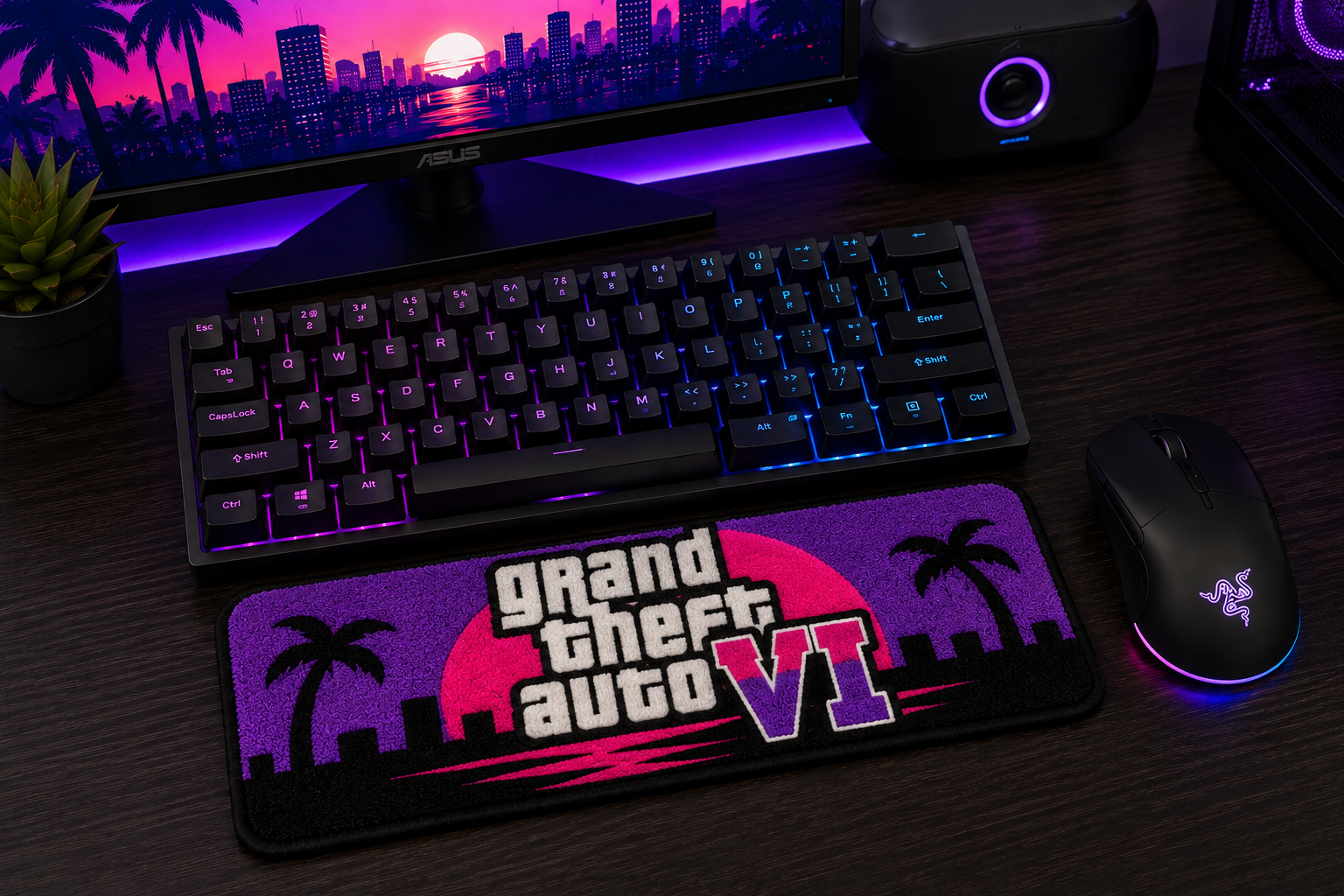 Handmade Grand Theft Auto VI-Inspired Gaming Keyboard Rug