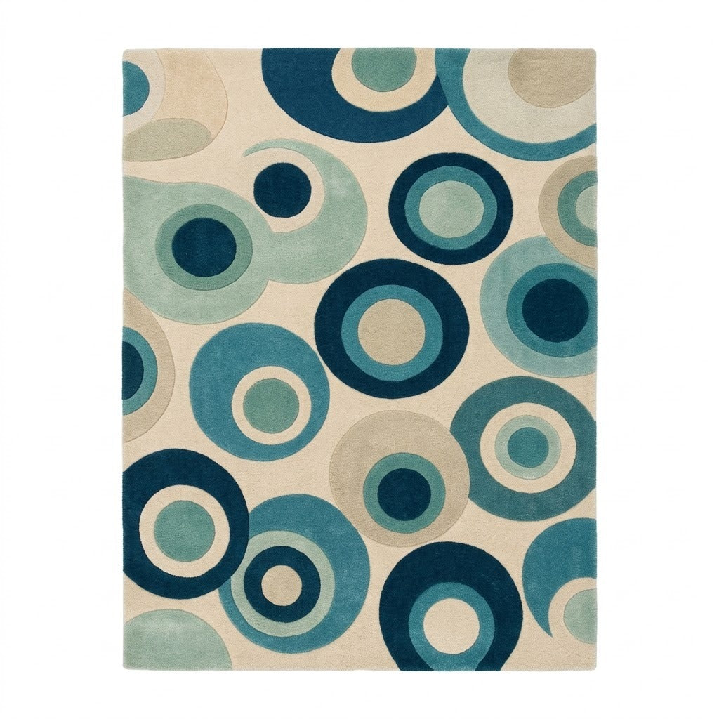 Luxury Hand Tufted Geometric Wool Rug | Modern Circle Carpet