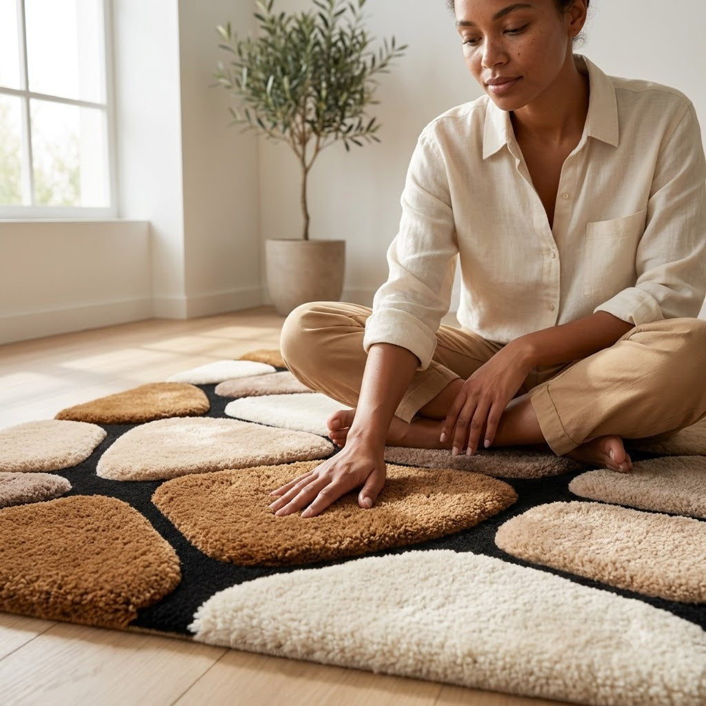Luxury Hand Tufted Geometric Wool Rug | Modern Abstract Carpet