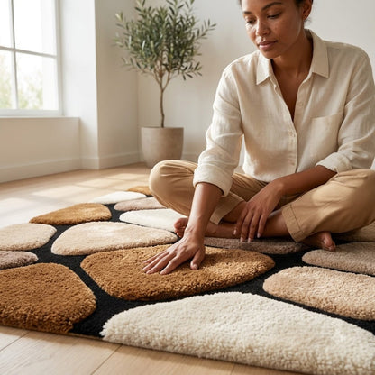 Luxury Hand Tufted Geometric Wool Rug | Modern Abstract Carpet