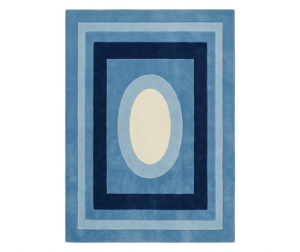 Hand Tufted Blue Geometric Wool Rug – Modern Luxury Area Carpet
