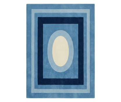 Hand Tufted Blue Geometric Wool Rug – Modern Luxury Area Carpet