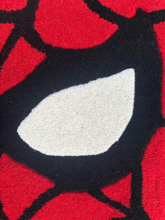 Hand-Tufted Red & Black Spiderweb Statement Rug | Handmade Decorative Area Rug