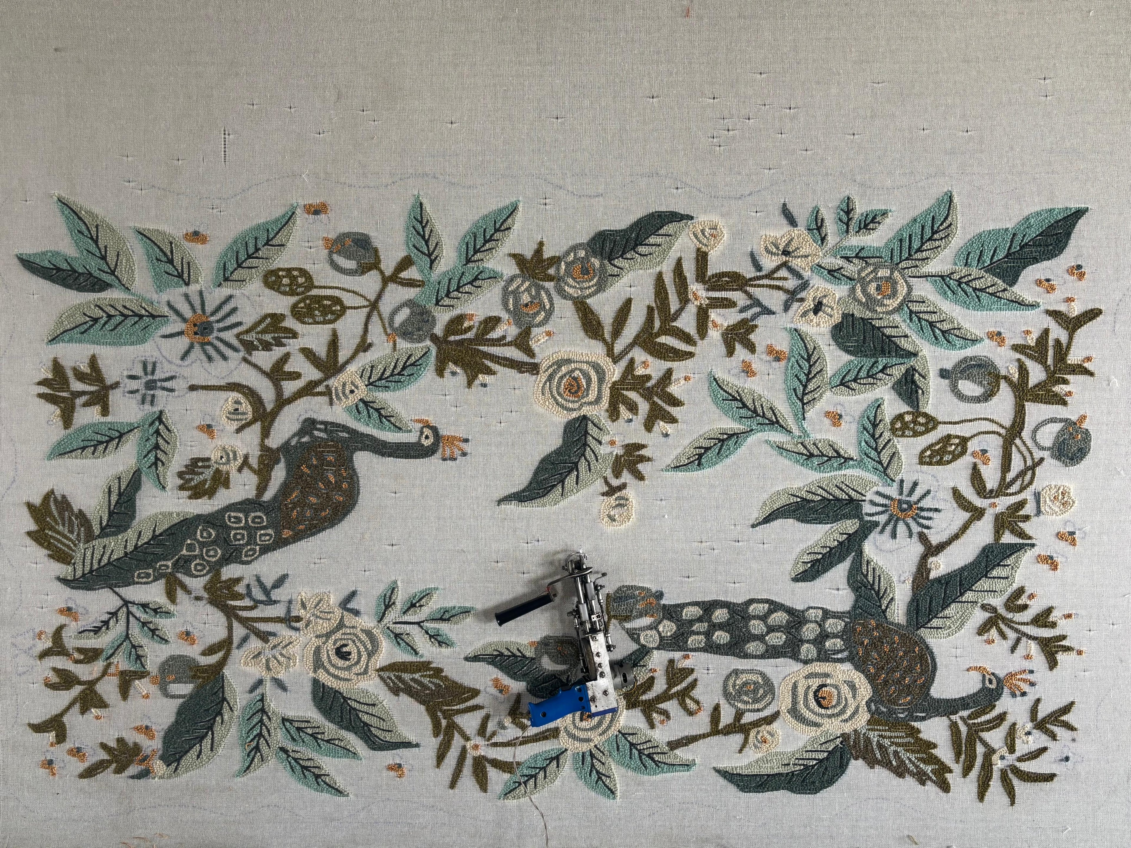 Luxury Hand Tufted Peacock Floral Wool Carpet | Natural Wool Rug with Natural Latex Anti-Skid Backing