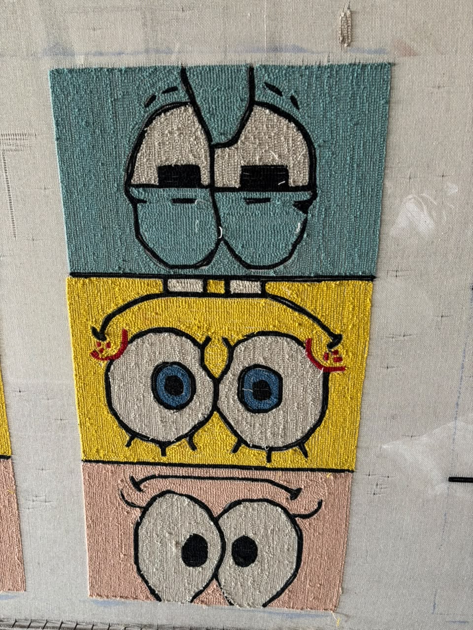 Handmade Natural Wool SpongeBob Character Rug | Soft Woollen Floor Mat for Kids and Bedroom Decor
