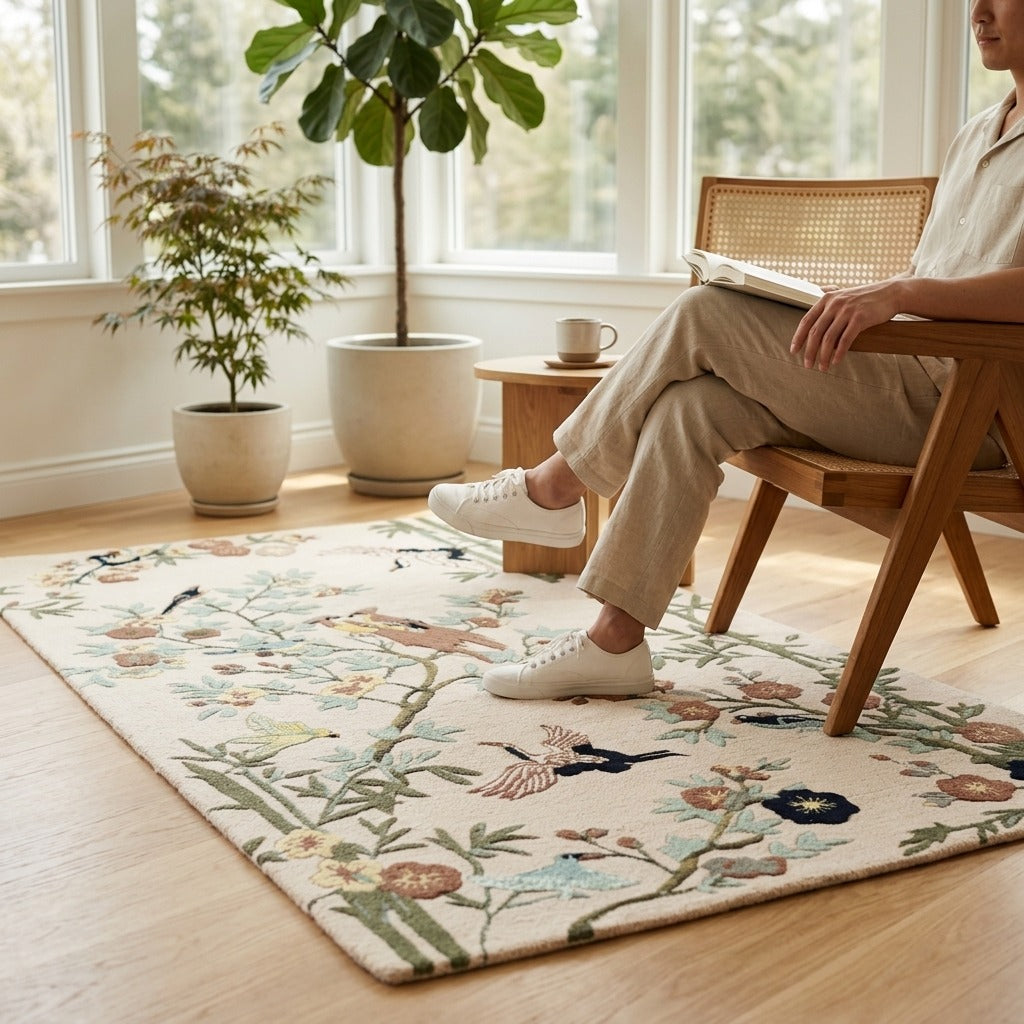 Hand Tufted Mandala Round Medallion Wool Carpet