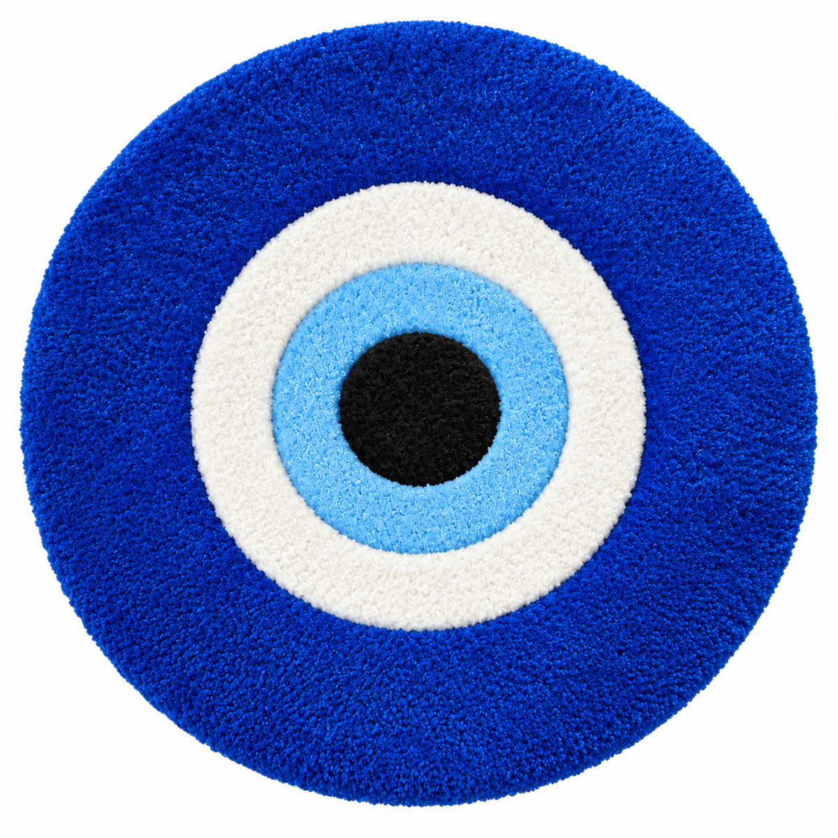 Blue Evil Eye Hand Tufted Rug | Round Statement Carpet