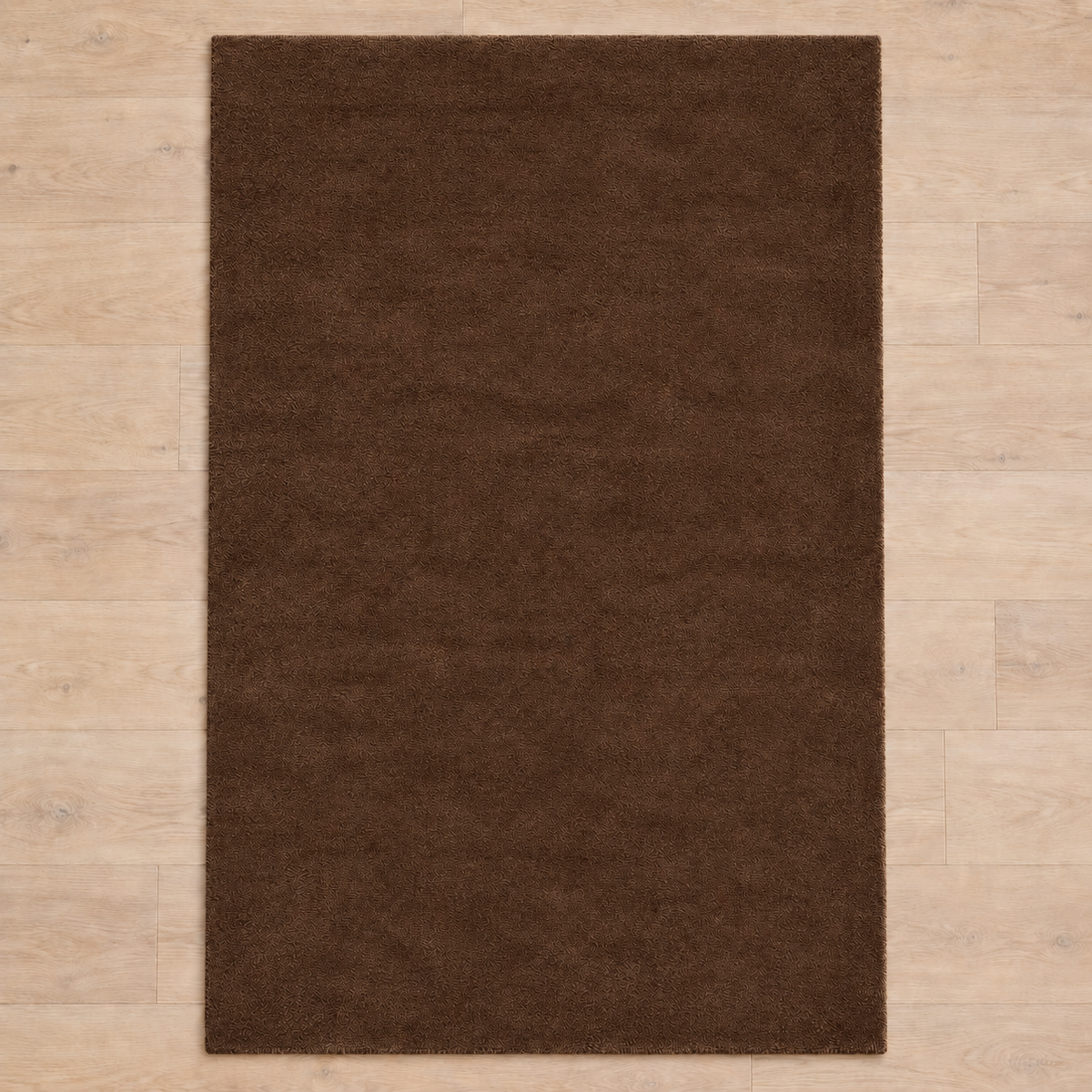 Totally plain dark chocolate brown hand tufted rug, no border