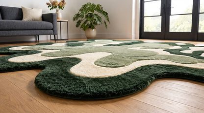 Green Abstract Amoeba hand-tufted rug, image 3