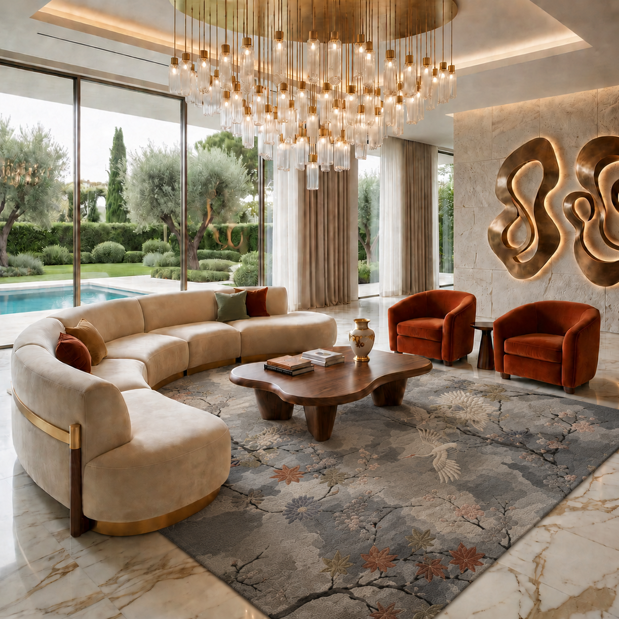 Hand Tufted Oriental Medallion Luxury Wool Carpet - View 7
