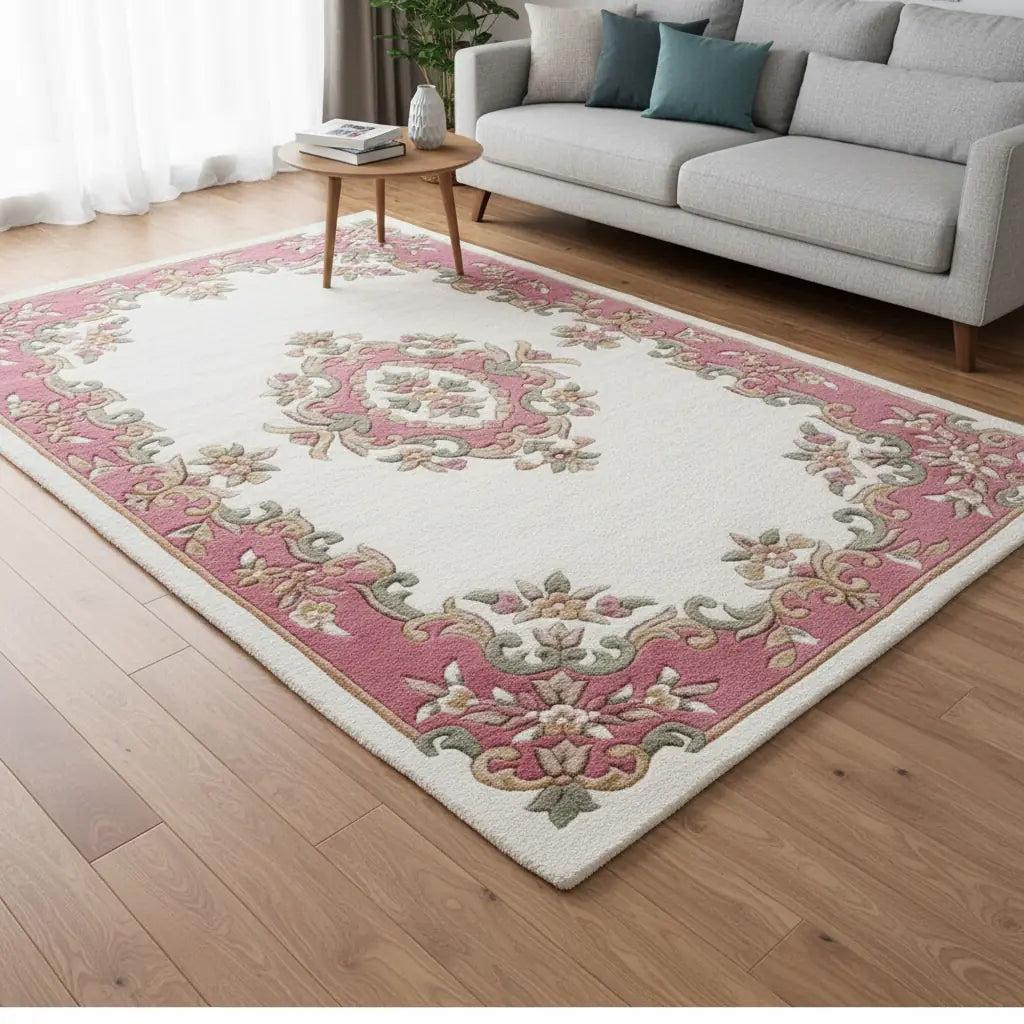 Persian Hand Tufted Wool Carpet 4 | Hunting Scene Design | Natural Wool Anti-Skid Latex Backing – View 5