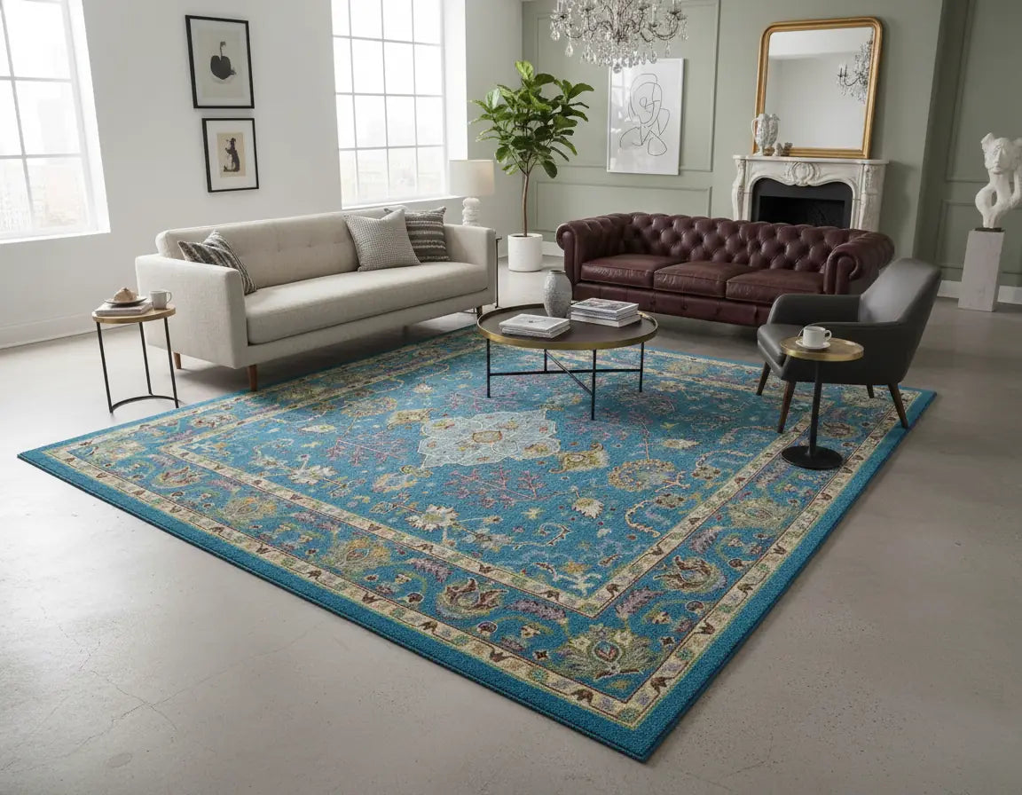 Persian Hand Tufted Wool Carpet 24 | Silk Road Design | Natural Wool Anti-Skid Latex Backing – View 7
