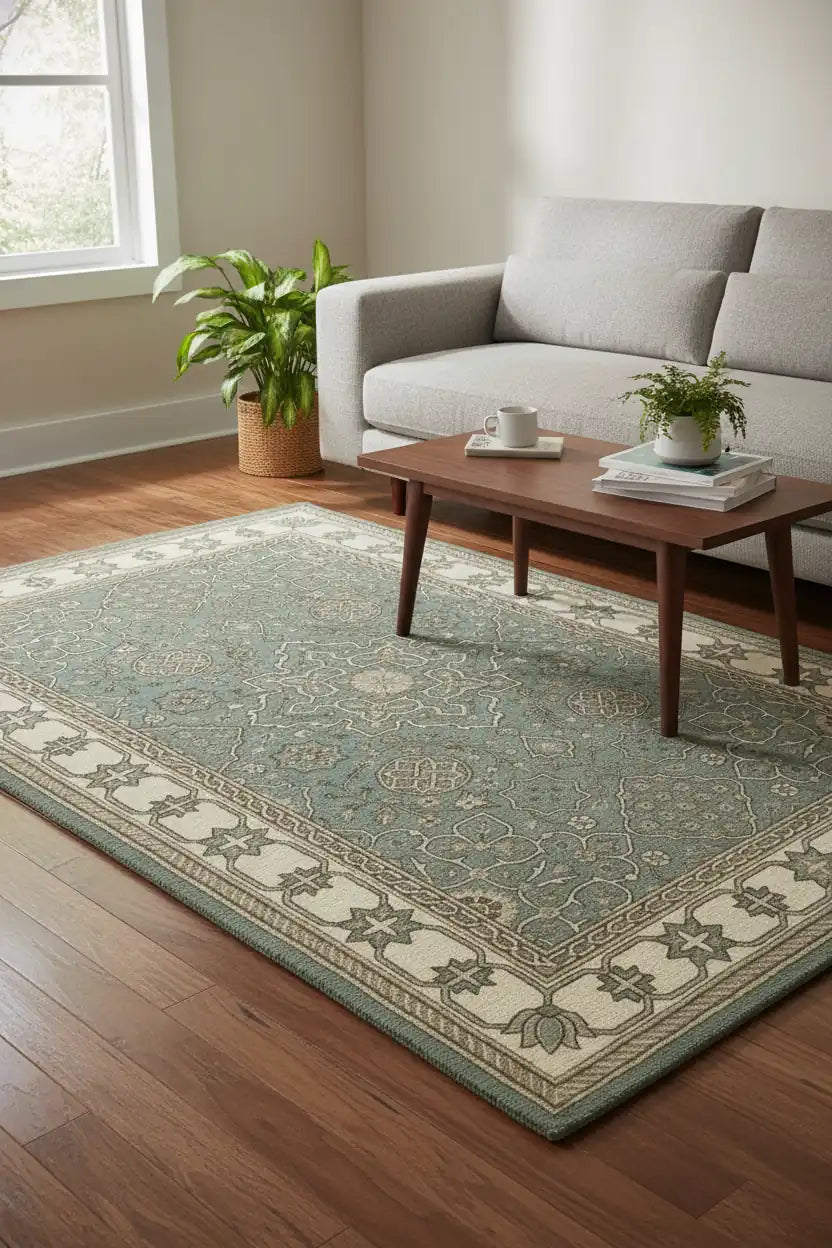 Persian Hand Tufted Wool Carpet 19 | Persian Garden Design | Natural Wool Anti-Skid Latex Backing – View 6