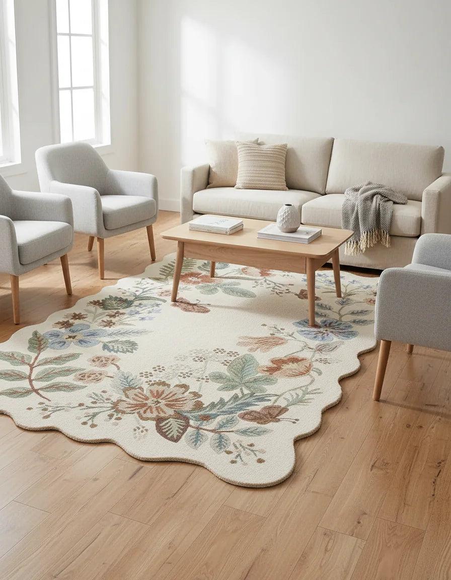 Persian Hand Tufted Wool Carpet 8 | Cypress Tree Design | Natural Wool Anti-Skid Latex Backing – View 3