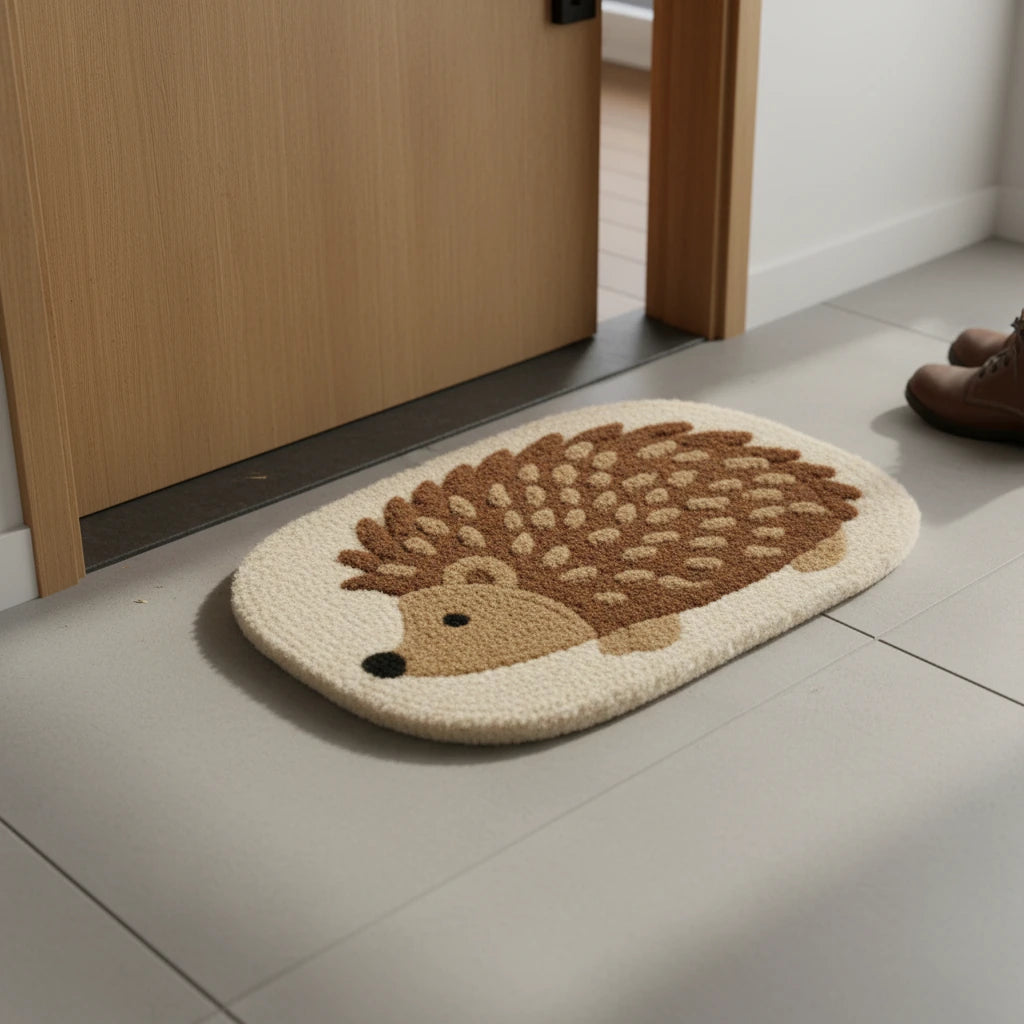 Hand Tufted Hedgehog Shaped Wool Doormat - View 3