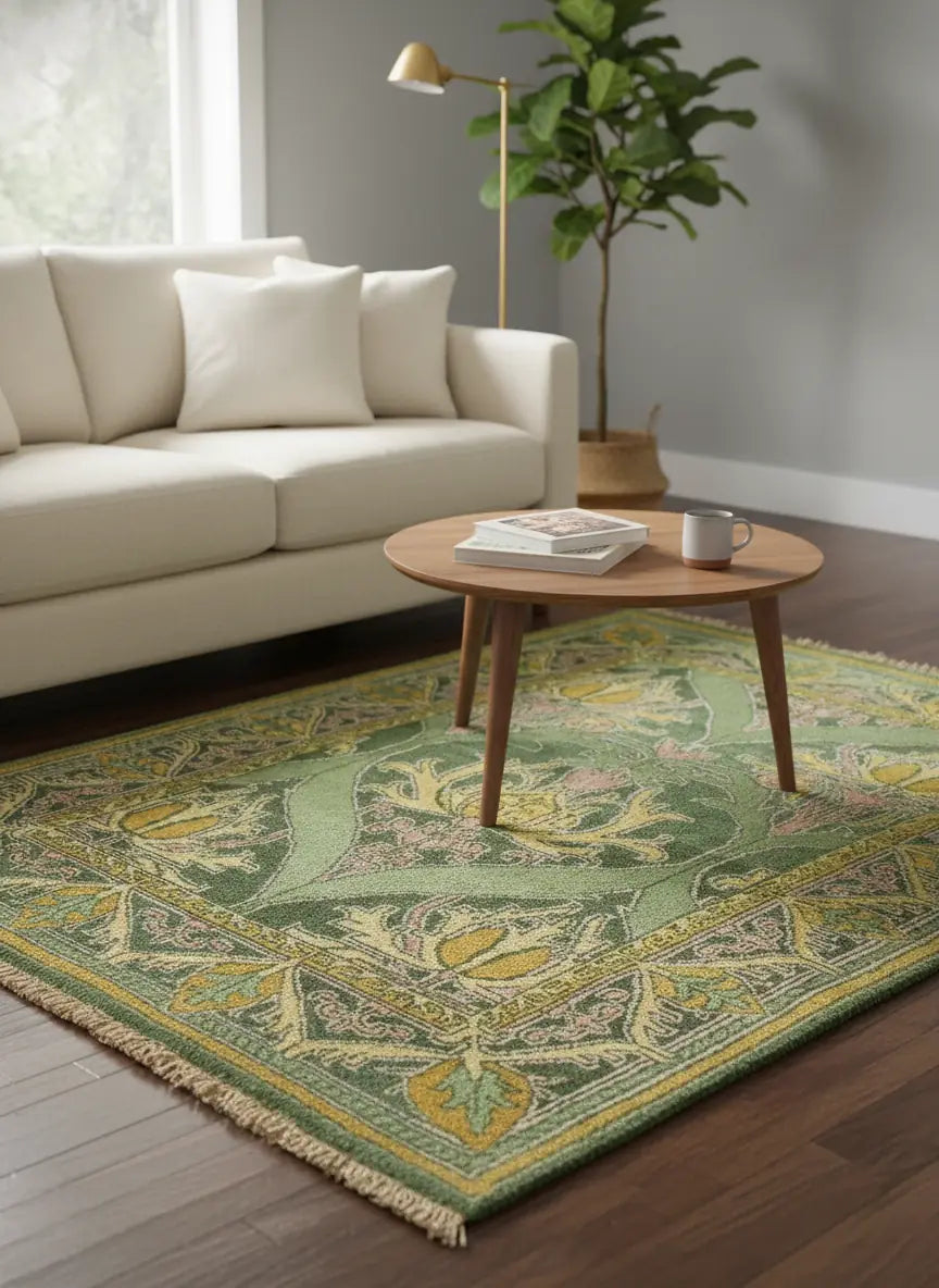 Persian Hand Tufted Wool Carpet 5 | Boteh Design | Natural Wool Anti-Skid Latex Backing – View 6