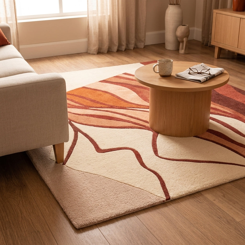 Hand Tufted Multicolor Patchwork Style Wool Rug - View 3