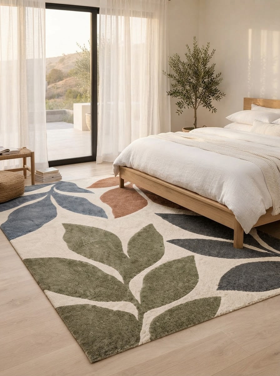 Modern Botanical Leaves hand-tufted rug, image 5