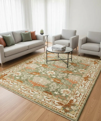 Persian Hand Tufted Wool Carpet 18 | Safavid Design | Natural Wool Anti-Skid Latex Backing – View 2