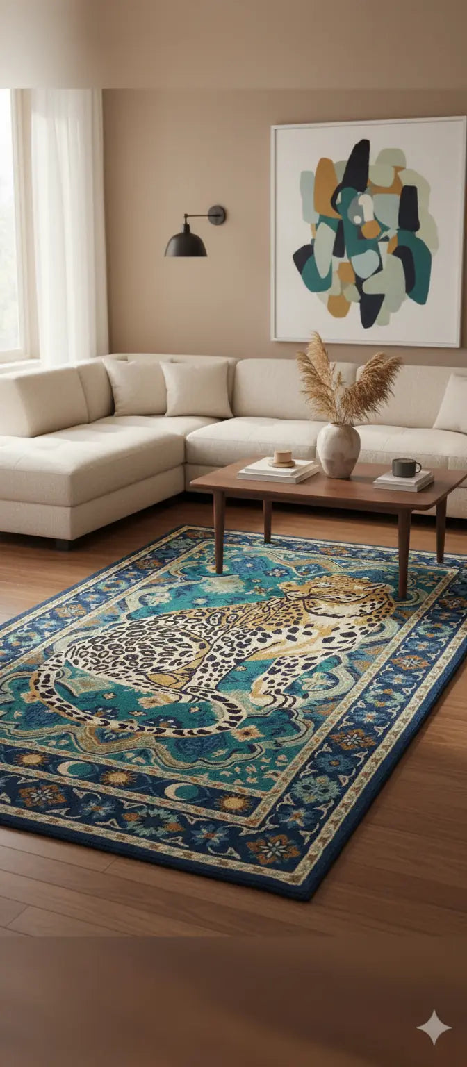 Persian Hand Tufted Wool Carpet 28 | Senneh Design | Natural Wool Anti-Skid Latex Backing – View 4