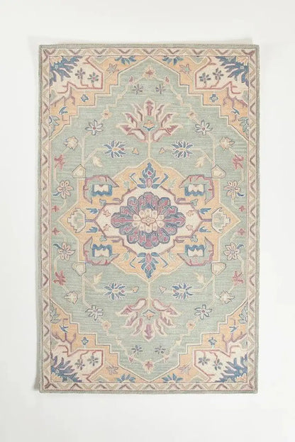 Persian Hand Tufted Wool Carpet 9 | Gul Design | Natural Wool Anti-Skid Latex Backing
