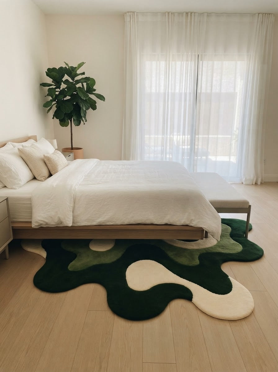 Green Abstract Amoeba hand-tufted rug, image 4