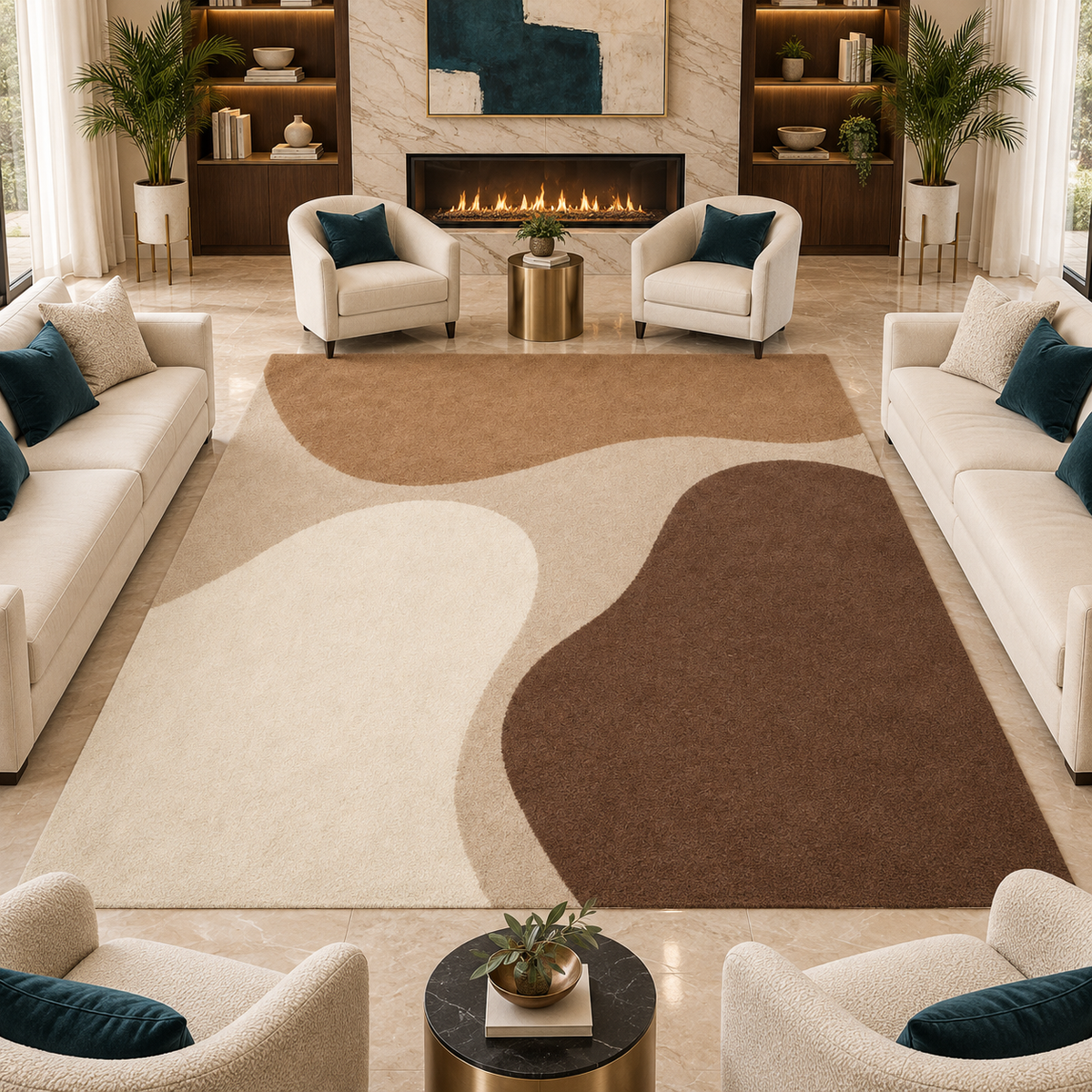 Neutral Abstract Shapes hand-tufted rug, image 3