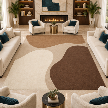 Neutral Abstract Shapes hand-tufted rug, image 3