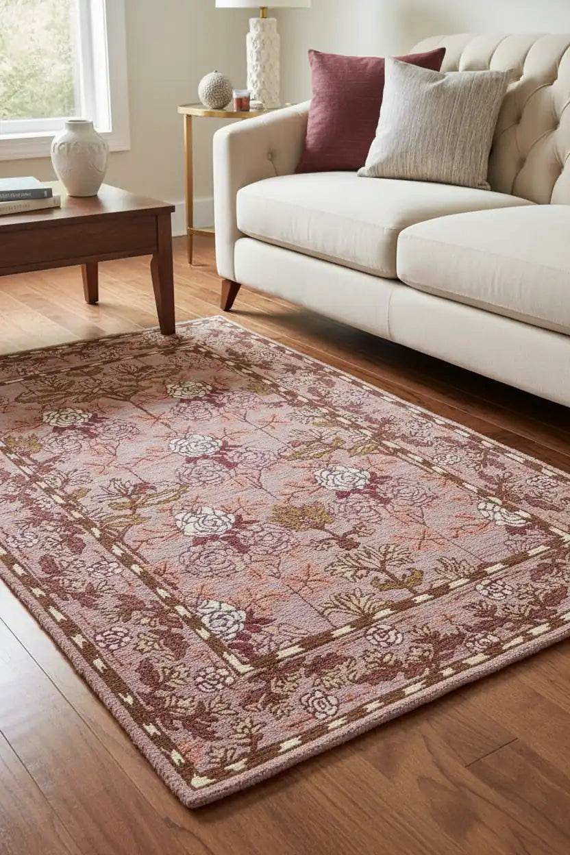 Persian Hand Tufted Wool Carpet 17 | Mir Design | Natural Wool Anti-Skid Latex Backing – View 2
