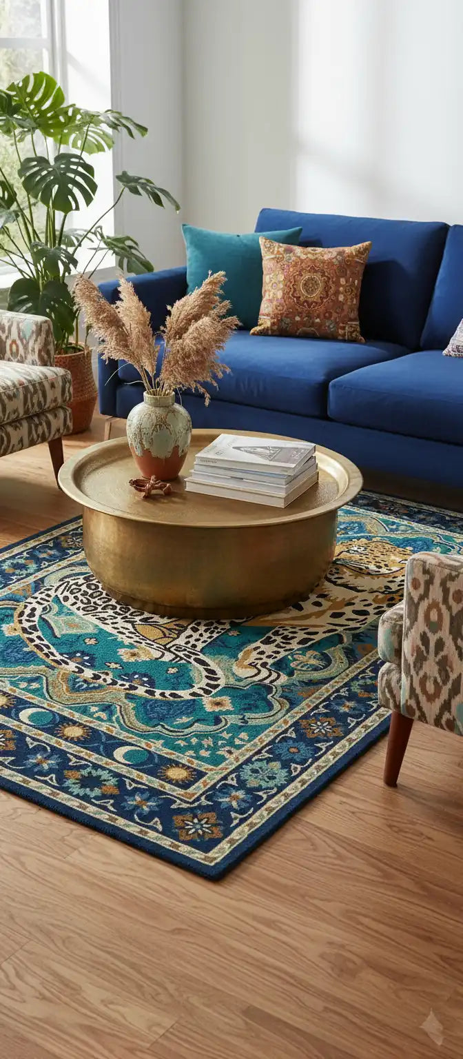 Persian Hand Tufted Wool Carpet 28 | Senneh Design | Natural Wool Anti-Skid Latex Backing – View 3