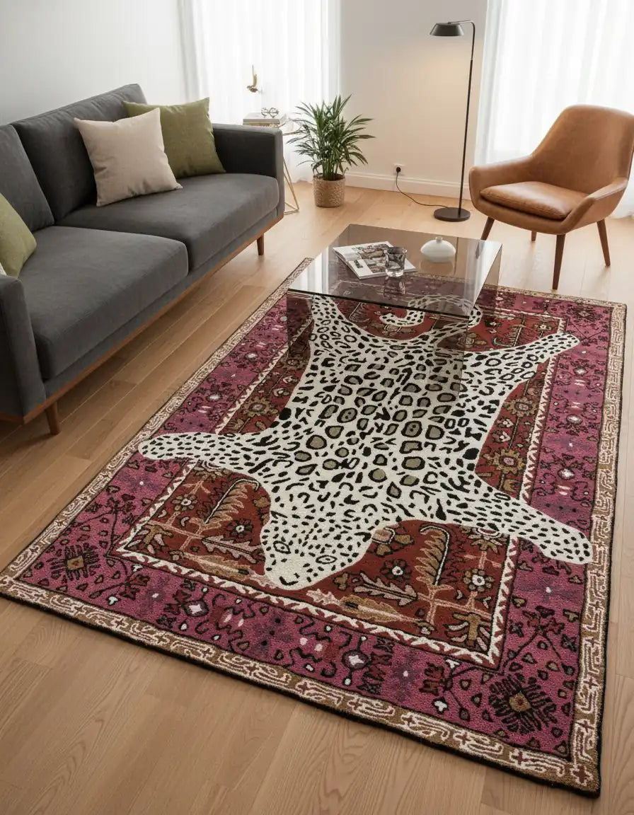 Persian Hand Tufted Wool Carpet 29 | Ardabil Design | Natural Wool Anti-Skid Latex Backing – View 3