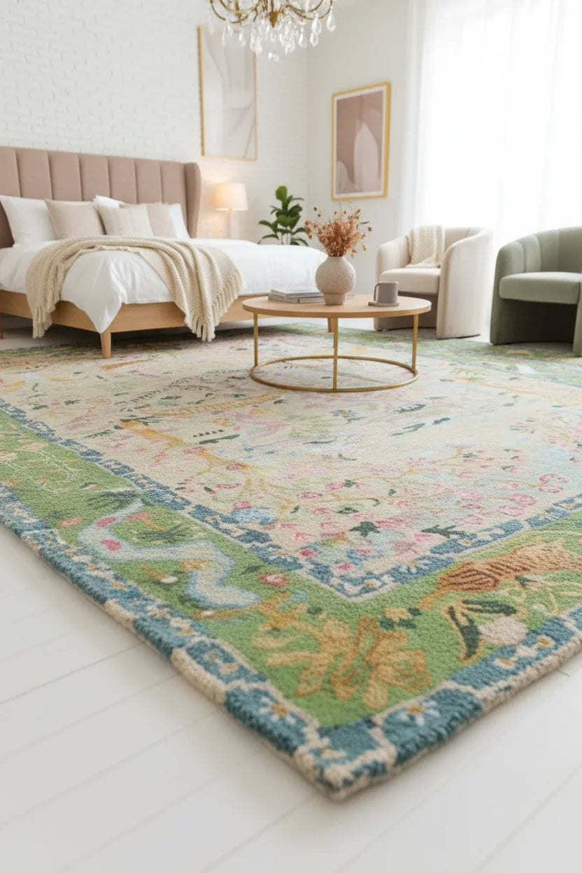 Persian Hand Tufted Wool Carpet 14 | Ziegler Design | Natural Wool Anti-Skid Latex Backing – View 6