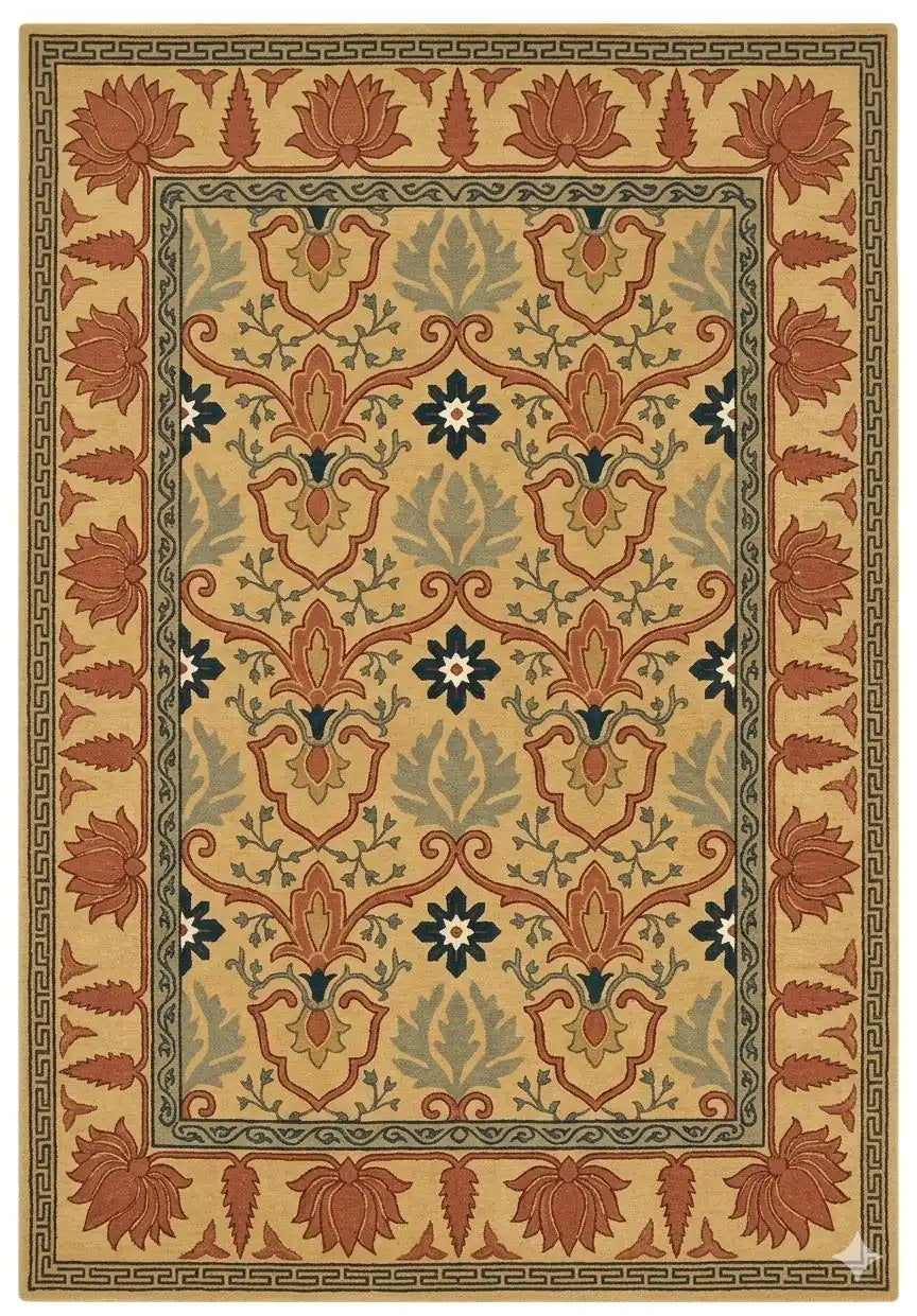 Persian Hand Tufted Wool Carpet 22 | Tree of Life Design | Natural Wool Anti-Skid Latex Backing
