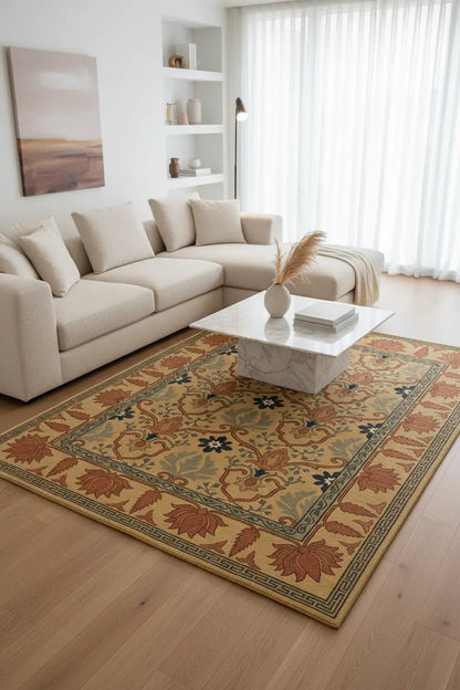 Persian Hand Tufted Wool Carpet 22 | Tree of Life Design | Natural Wool Anti-Skid Latex Backing – View 6