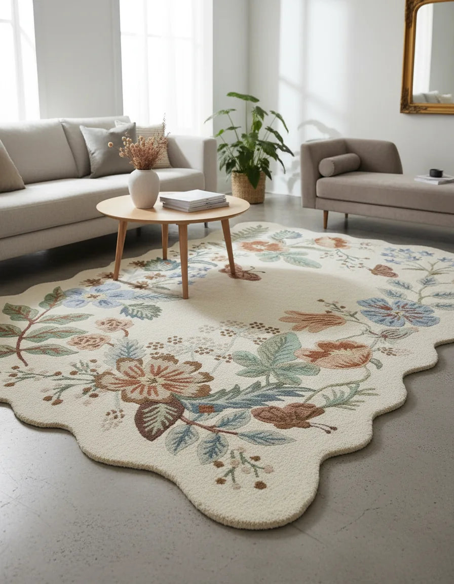 Persian Hand Tufted Wool Carpet 8 | Cypress Tree Design | Natural Wool Anti-Skid Latex Backing – View 7