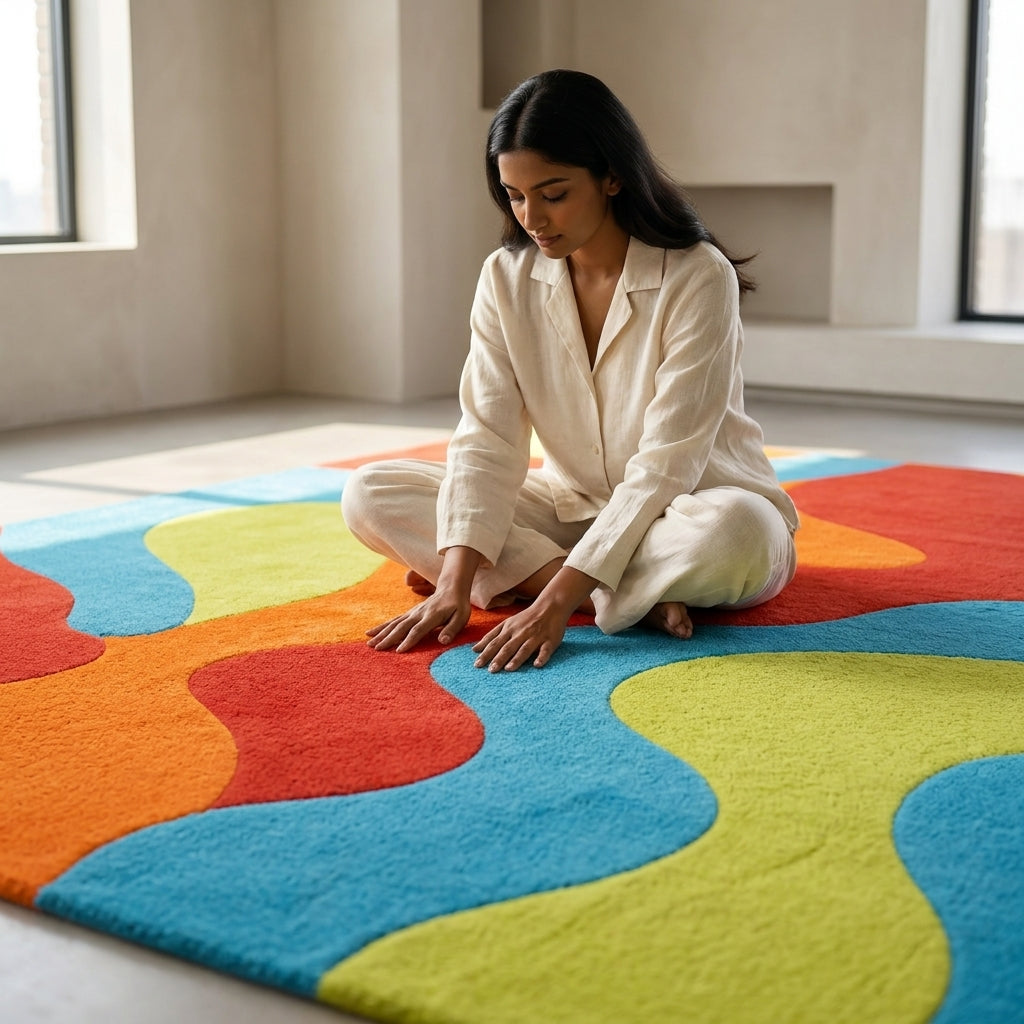 Hand Tufted Moroccan Tribal Boho Wool Area Rug - View 3
