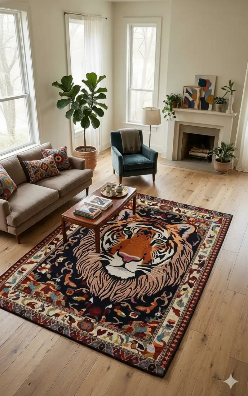 Persian Hand Tufted Wool Carpet 21 | Arabesque Design | Natural Wool Anti-Skid Latex Backing – View 2