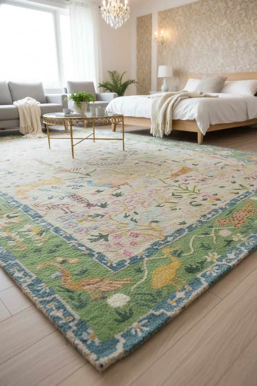 Persian Hand Tufted Wool Carpet 14 | Ziegler Design | Natural Wool Anti-Skid Latex Backing – View 2
