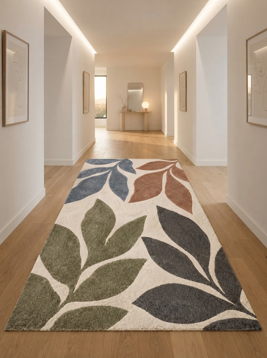 Modern Botanical Leaves hand-tufted rug, image 4