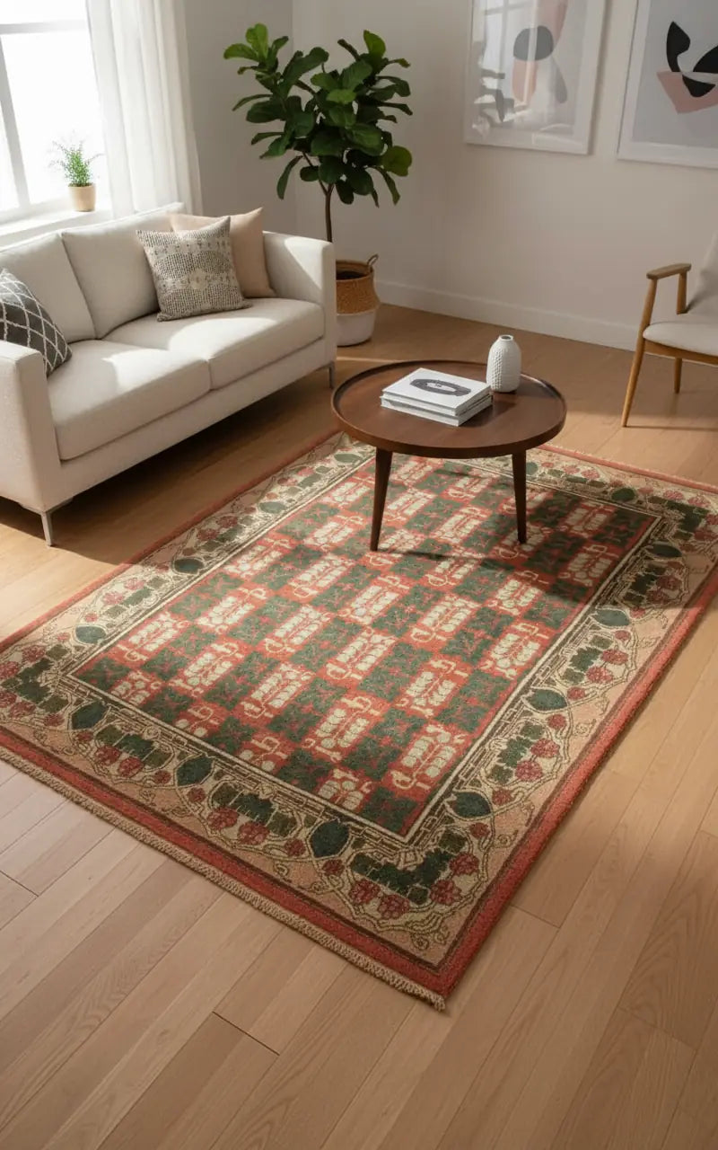 Persian Hand Tufted Wool Carpet 10 | Isfahan Design | Natural Wool Anti-Skid Latex Backing – View 3