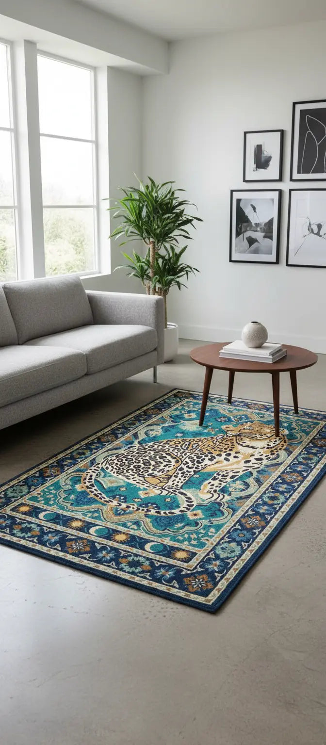 Persian Hand Tufted Wool Carpet 28 | Senneh Design | Natural Wool Anti-Skid Latex Backing – View 6