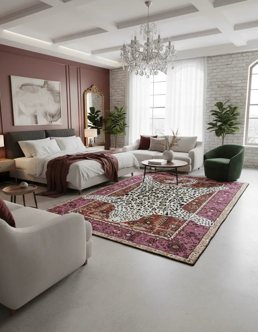Persian Hand Tufted Wool Carpet 29 | Ardabil Design | Natural Wool Anti-Skid Latex Backing – View 5