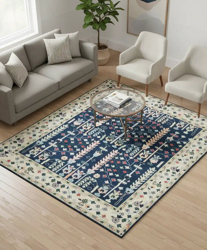Persian Hand Tufted Wool Carpet 16 | Vase Design | Natural Wool Anti-Skid Latex Backing – View 4