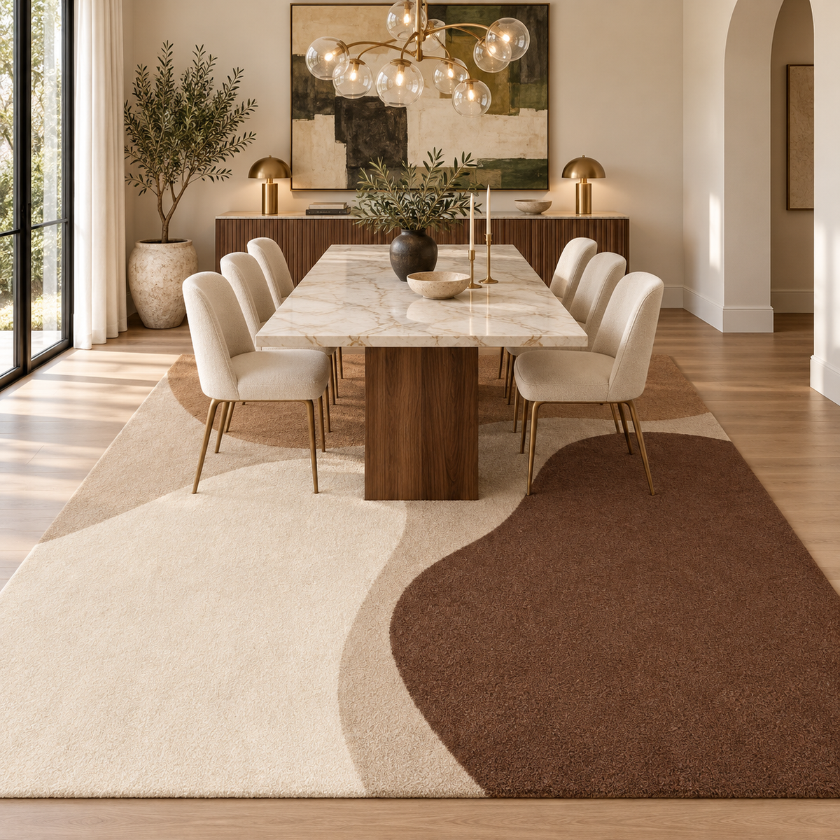 Neutral Abstract Shapes hand-tufted rug, image 4