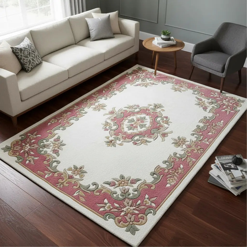 Persian Hand Tufted Wool Carpet 4 | Hunting Scene Design | Natural Wool Anti-Skid Latex Backing – View 4