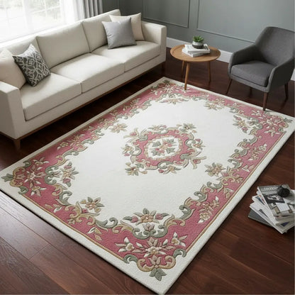 Persian Hand Tufted Wool Carpet 4 | Hunting Scene Design | Natural Wool Anti-Skid Latex Backing – View 4
