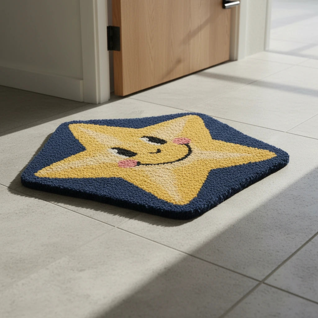 Hand Tufted Cartoon Star Shaped Wool Doormat