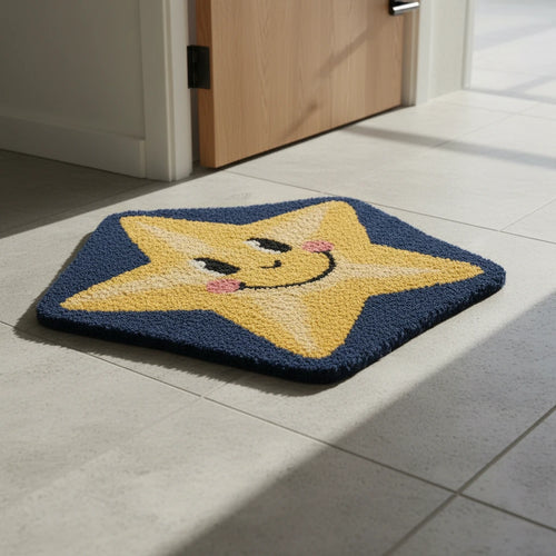 Hand Tufted Cartoon Star Shaped Wool Doormat