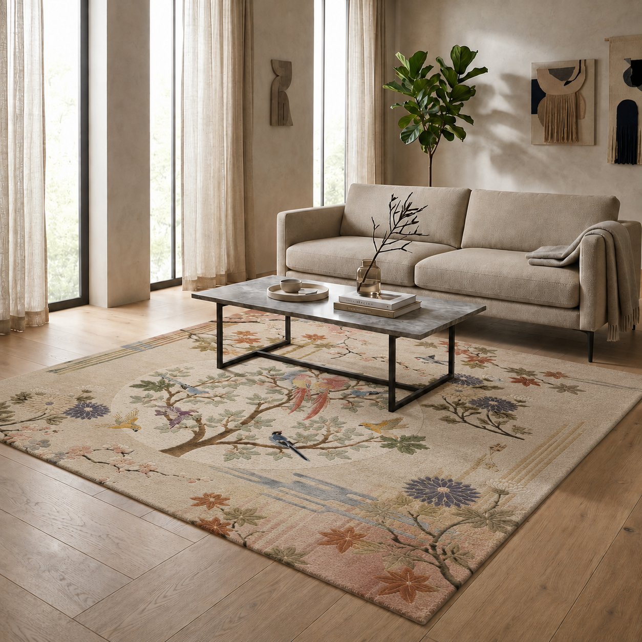 Hand Tufted Persian Floral Intricate Wool Carpet - View 6