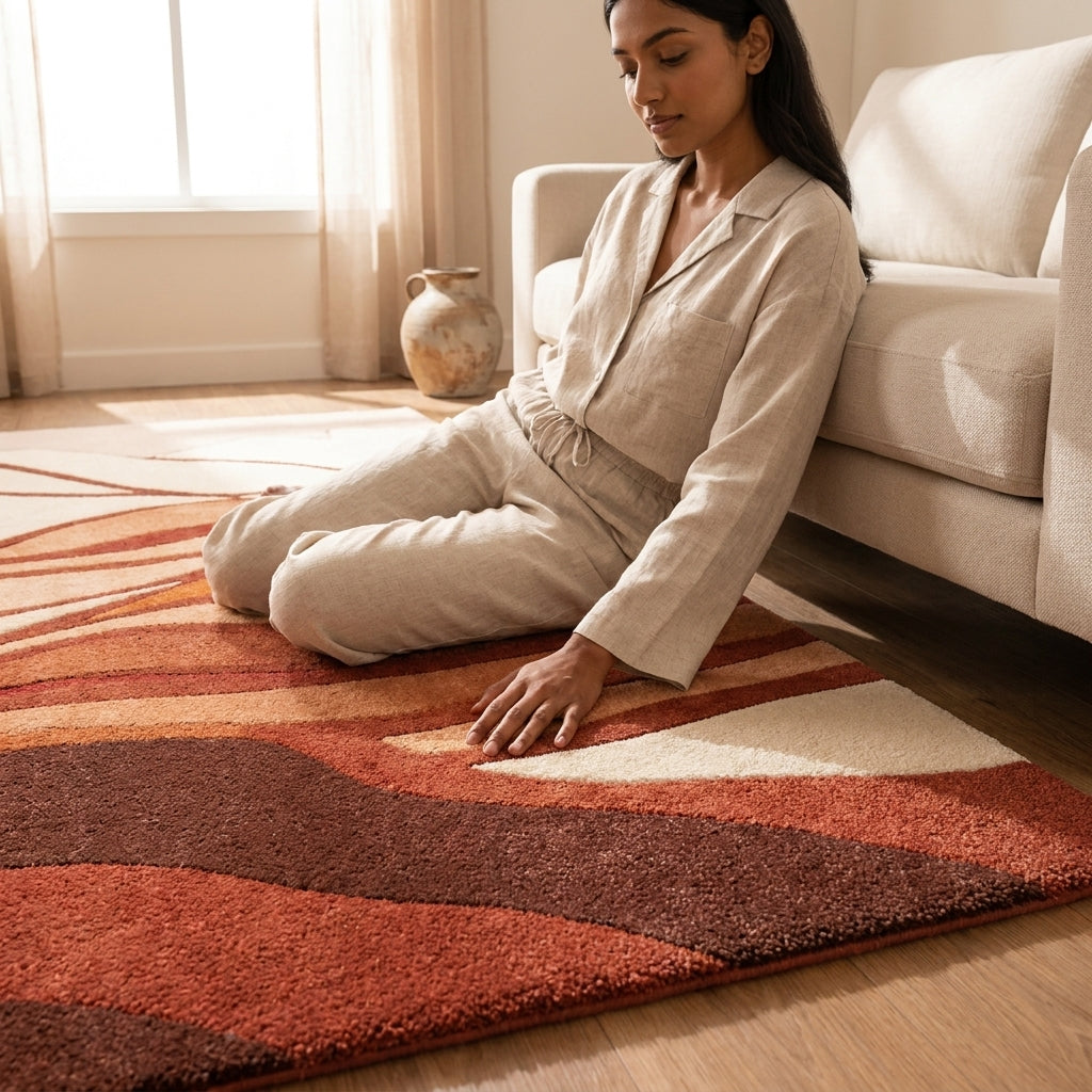 Hand Tufted Multicolor Patchwork Style Wool Rug - View 2
